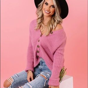 Entro Violet Button Sweater